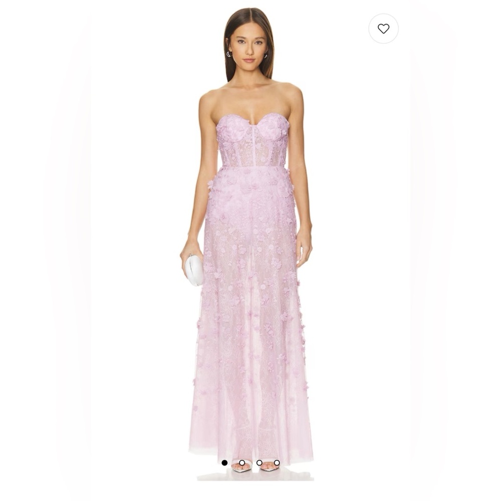 BCBGMaxAzria Strapless Lilac Lace Dress